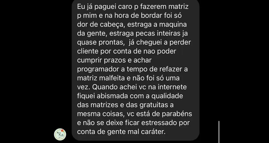 Feedback real de cliente Bruno dos Bordados 6