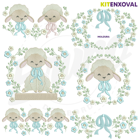 fundocatalogo_2ae9bb98-13de-4da8-963e-26fc8a189056-2 Kit Enxoval #86 - Ovelha e laço