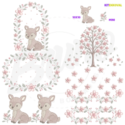Kit Enxoval #166 - Árvore, flores e cerva