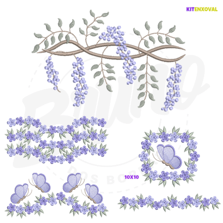 PADRAOFUNDOCATALOGO Kit Enxoval #169 - Flores e borboleta