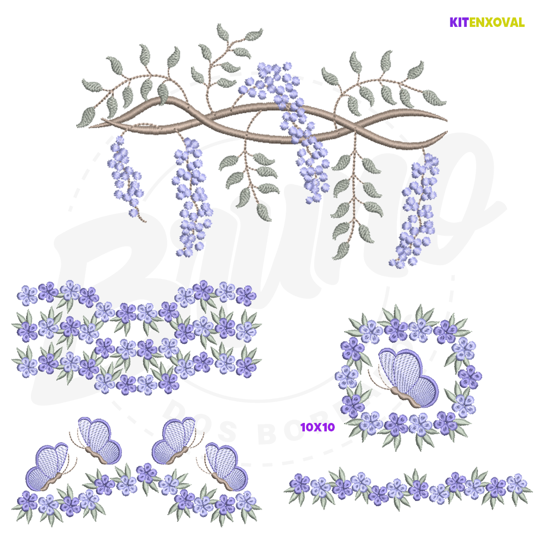 PADRAOFUNDOCATALOGO Kit Enxoval #169 - Flores e borboleta