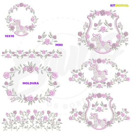 PADRAOFUNDOCATALOGO Kit Enxoval #160 - Cavalinho e rosas