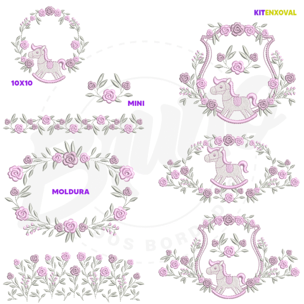 PADRAOFUNDOCATALOGO Kit Enxoval #160 - Cavalinho e rosas