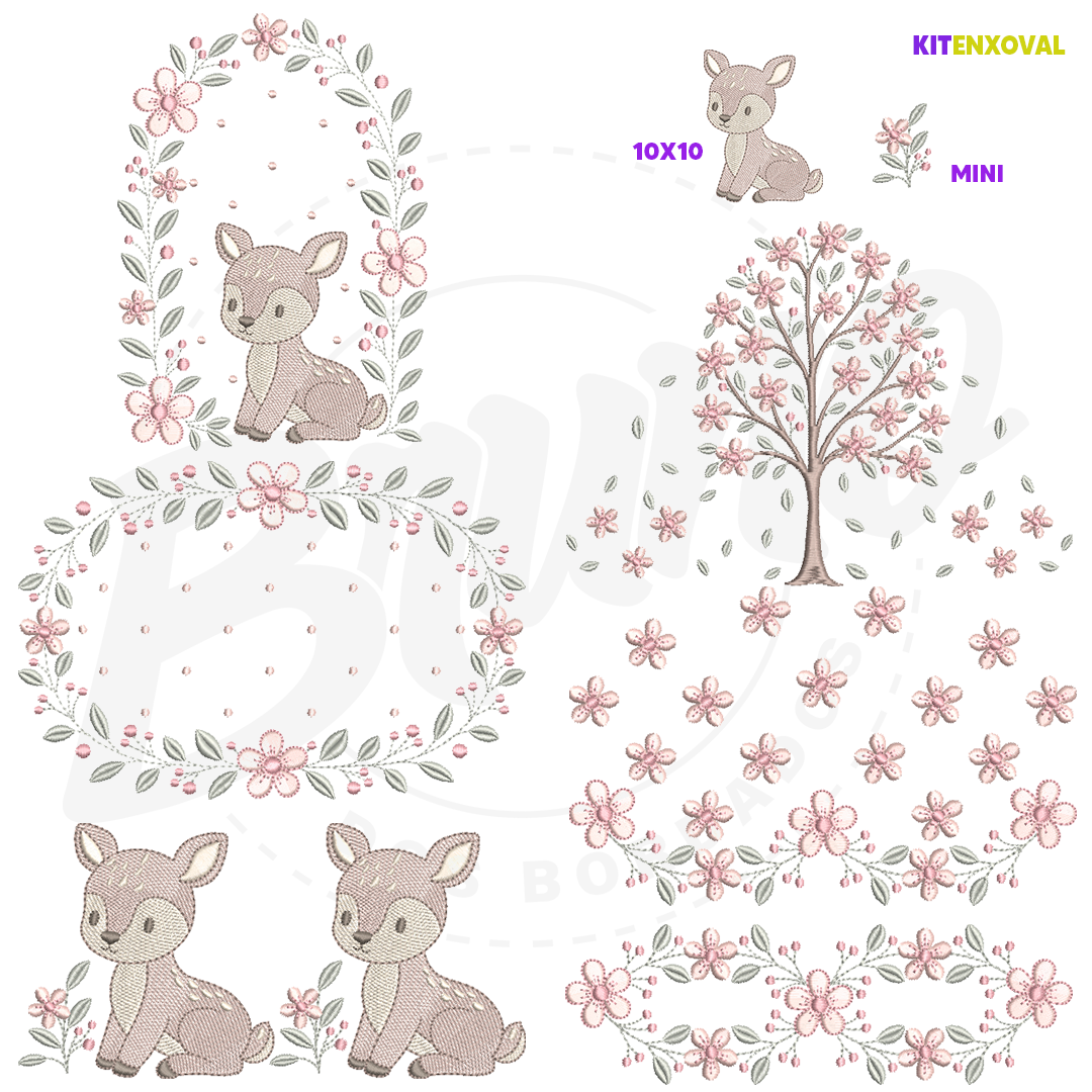 Kit Enxoval #166 - Veado e cerejeira
