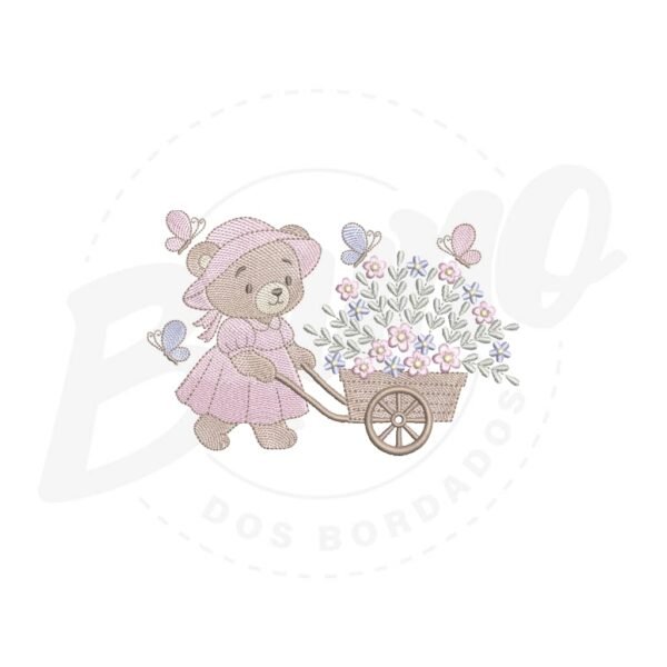 MP34M074 - Ursinha com carrinho de flores
