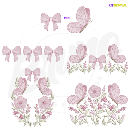 PADRAOFUNDOCATALOGO Kit Enxoval #180 - Borboleta, laço e flores