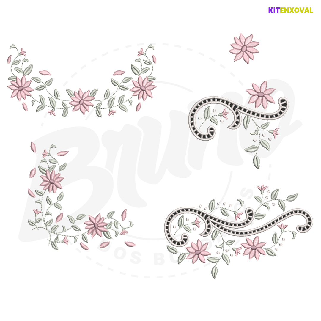 Kit Enxoval #192 - Richilieu + flores