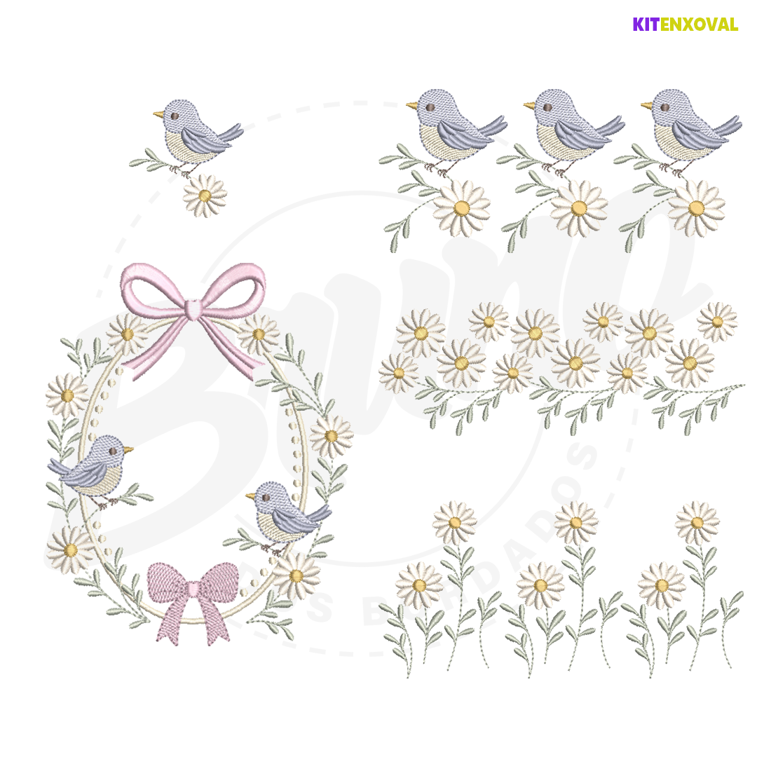 Kit Enxoval #188 - Passarinho e flores