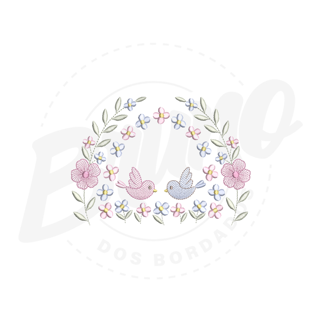 MP36M063 - Moldura floral e passarinho