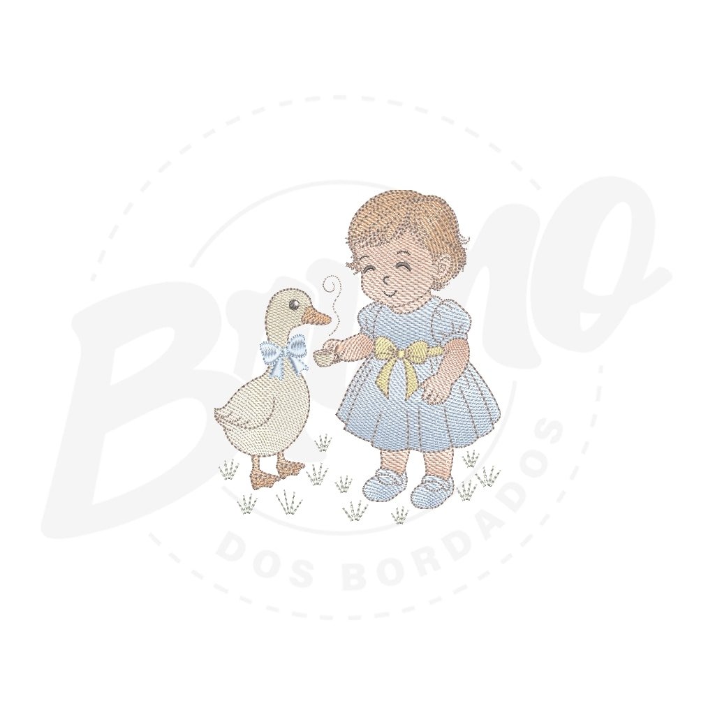MP37M073 - Menininha e pato