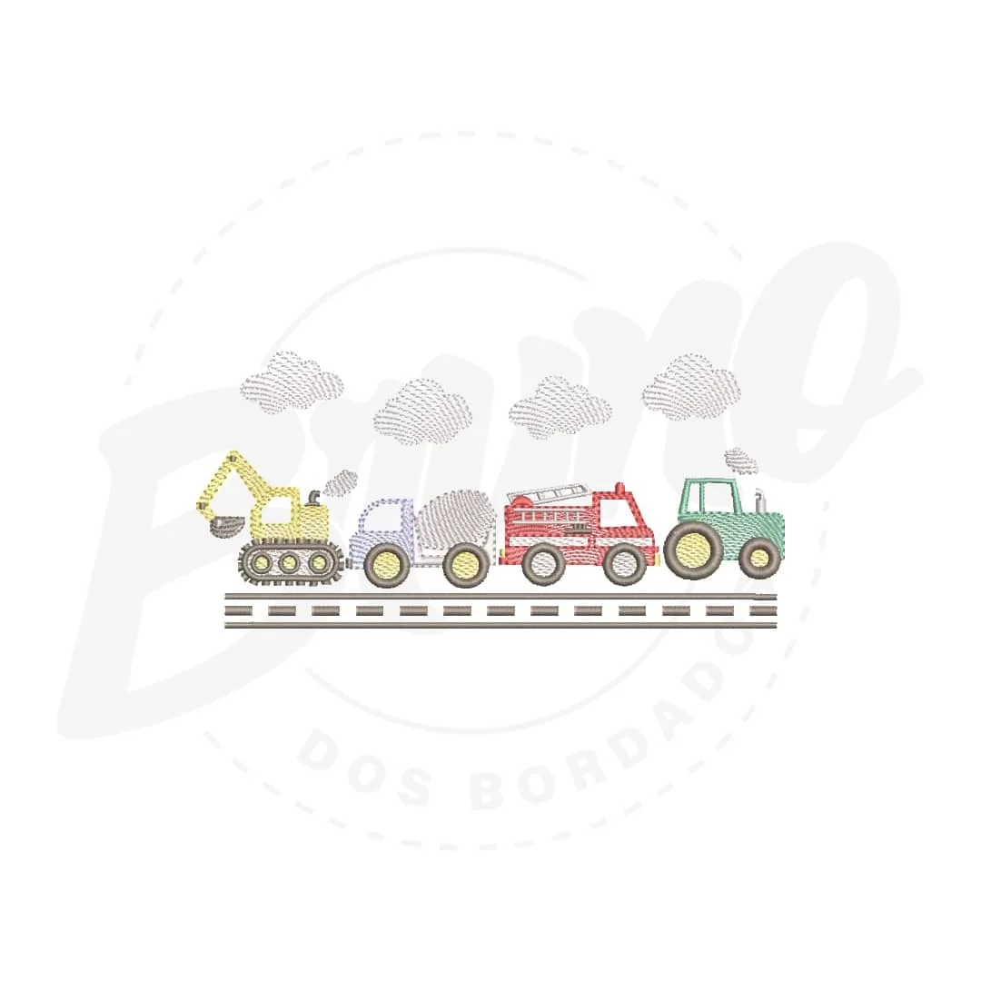 Kit Enxoval #138 - Trator, bombeiro, caminhão escavadeira e betoneira