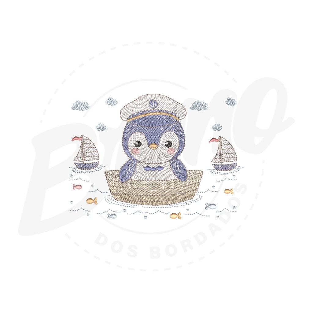 Kit Enxoval #152 - Pinguim, barco e peixe