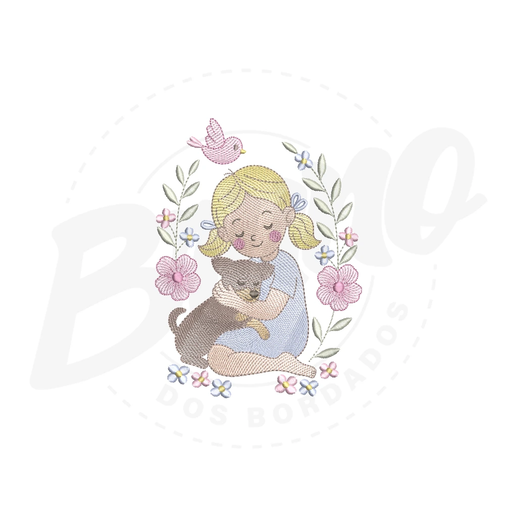 Kit Enxoval #184 - Menininha e Cachorrinho com Flores